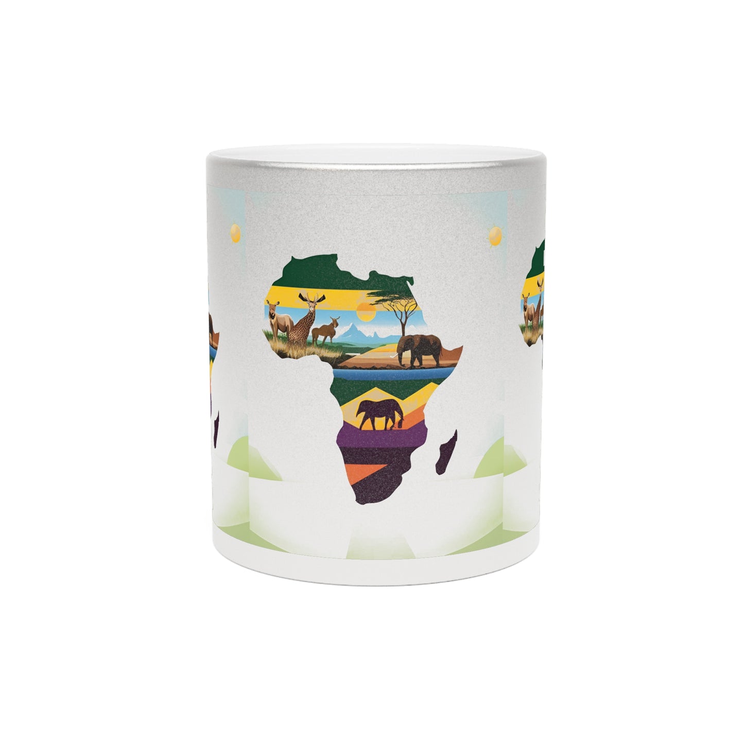 African Landscape Metallic Mug - Silver/Gold Coffee Mug for Nature Lovers
