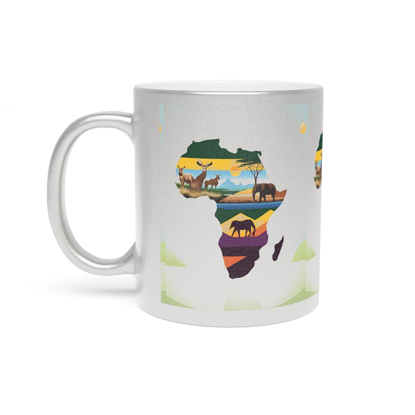 African Landscape Metallic Mug - Silver/Gold Coffee Mug for Nature Lovers