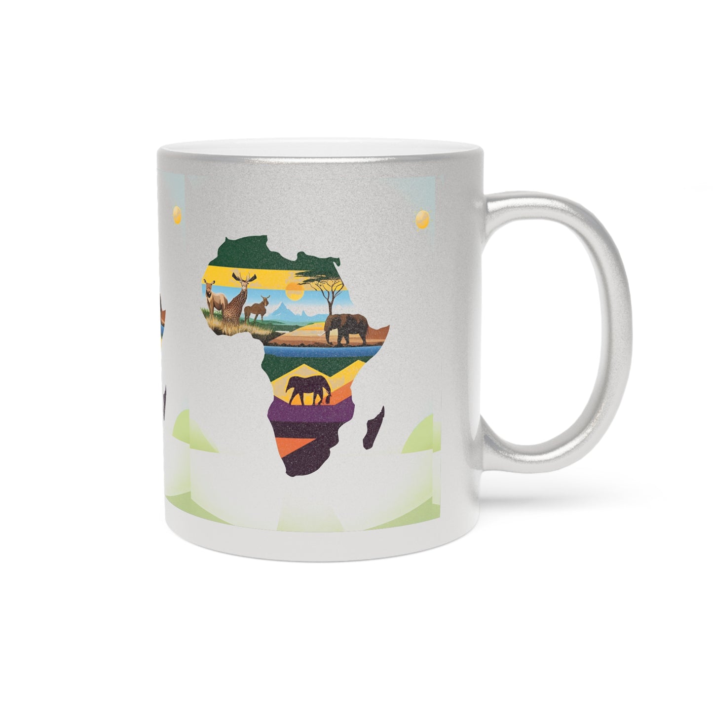 African Landscape Metallic Mug - Silver/Gold Coffee Mug for Nature Lovers