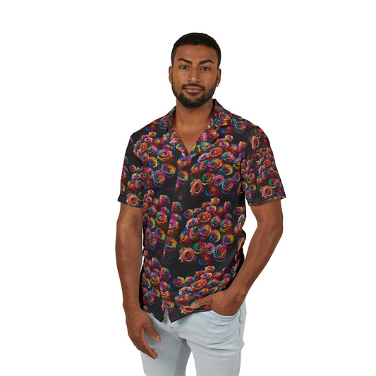 Bold Floral Men's Hawaiian Camp Shirt - Perfect for Summer Gatherings