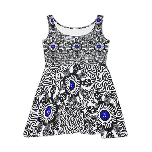 Boho Chic Women's Skater Dress with Eye-Catching Tribal Print